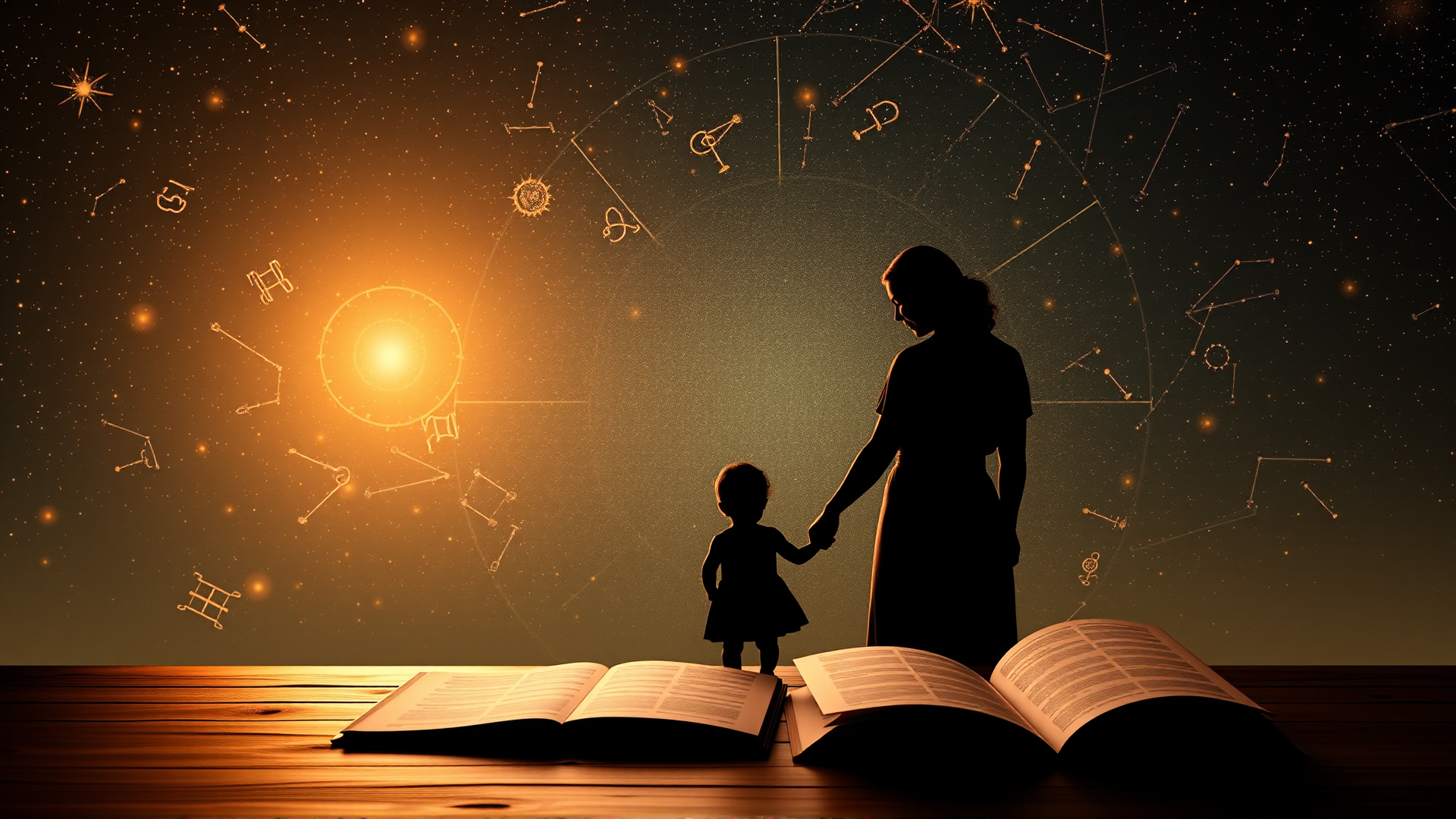 Parent and child under the stars